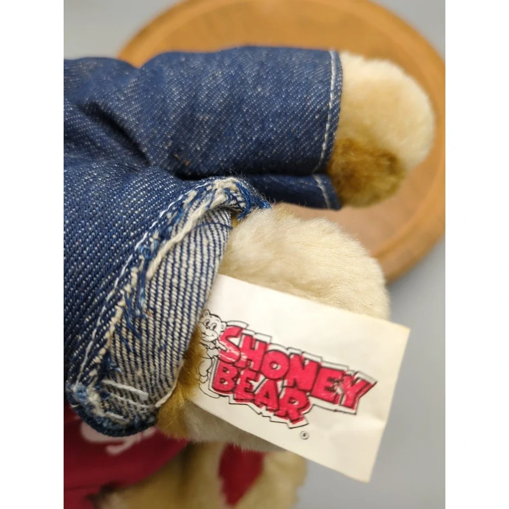 Vintage 1999 Shoney's Restaurant Shoney Bear Plush Overalls Stuffed Animal 10 In
